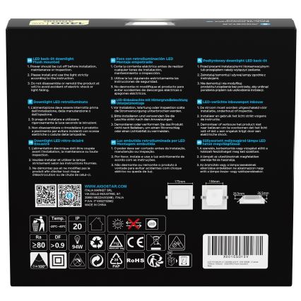 Aigostar - LED Einbauleuchte LED/12W/230V 4000K 17,5x17,5 cm weiß