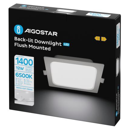 Aigostar - LED Einbauleuchte LED/12W/230V 6500K 17,5x17,5 cm weiß
