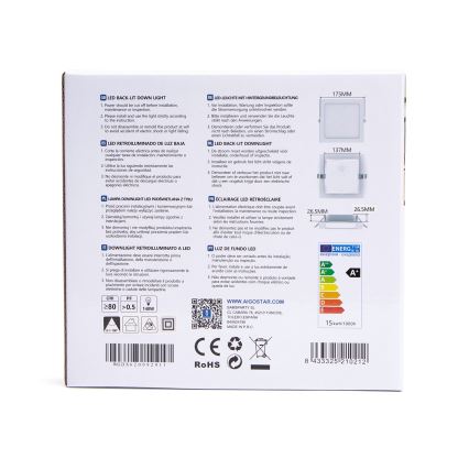 Aigostar - LED-Einbauleuchte LED/15W/230V 17,5x17,5 cm 3000K weiß