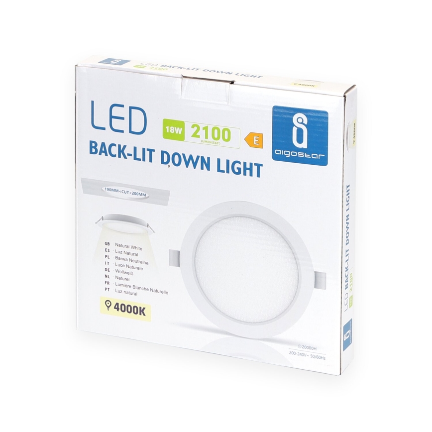 Aigostar - LED-Einbauleuchte LED/18W/230V 4000K d 22 cm weiß