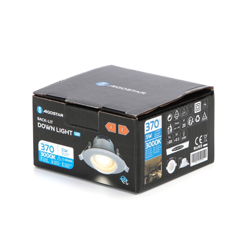 Aigostar - LED-Einbauleuchte LED/5W/230V 3000K Ø 8,5 cm weiß