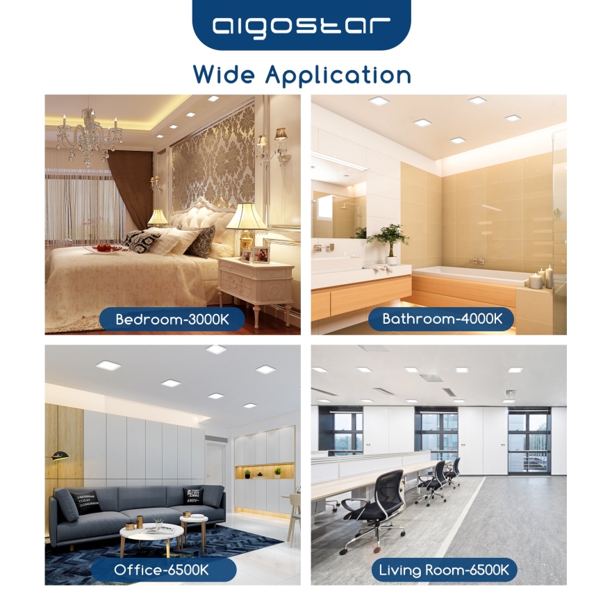 Aigostar - LED Einbauleuchte LED/6W/230V 6500K 12x12 cm weiß