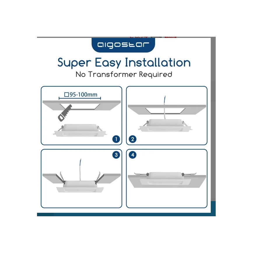 Aigostar - LED Einbauleuchte LED/6W/230V 6500K 12x12 cm weiß