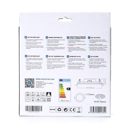 Aigostar - LED-Einbauleuchte ULTRATHIN LED/16W/230V 6000K weiß