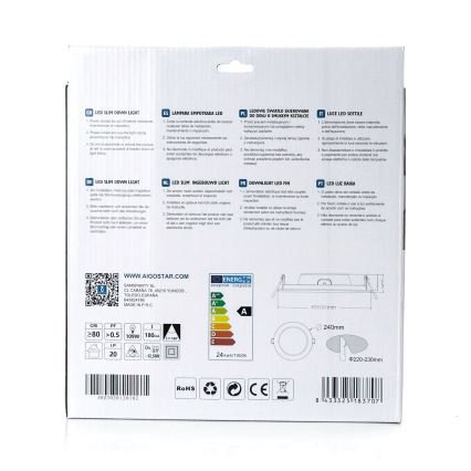 Aigostar - LED-Einbauleuchte ULTRATHIN LED/24W/230V 4000K weiß