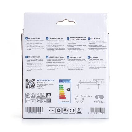 Aigostar - LED-Einbauleuchte ULTRATHIN LED/6W/230V 3000K weiß