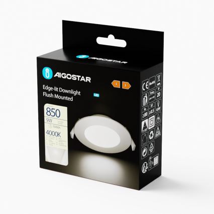 Aigostar - LED-Einbauleuchte ULTRATHIN LED/9W/230V 4000K weiß