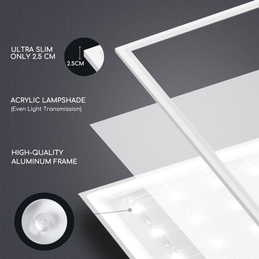 Aigostar - LED Einbaupanel LED/40W/230V 6500K 60x60cm Weiß
