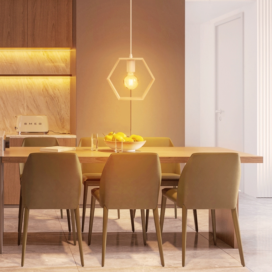 Aigostar - LED-Hängeleuchte aus Holz an Kabel 1xE27/9W/230V 2200K Kiefer