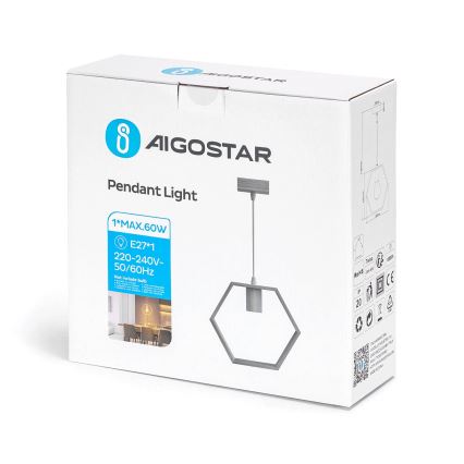 Aigostar - LED-Hängeleuchte aus Holz an Kabel 1xE27/9W/230V 2200K Kiefer