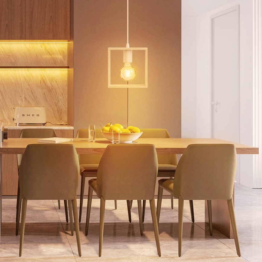 Aigostar - LED-Holz-Pendelleuchte an Kabel 1xE27/9W/230V 2200K Kiefer