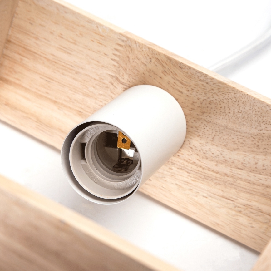 Aigostar - LED-Holz-Pendelleuchte an Kabel 1xE27/9W/230V 2200K Kiefer
