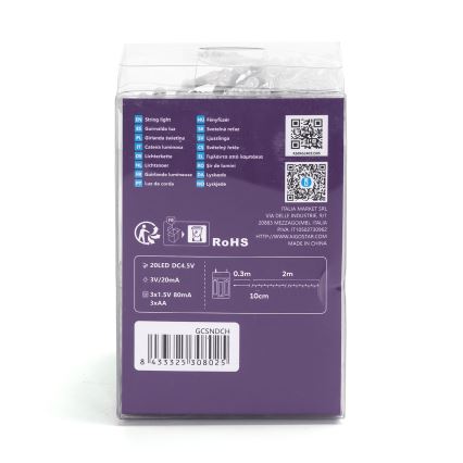 Aigostar - LED-Lichterkette, 100 LEDs, batteriebetrieben (3x AA), 10,3 m, mehrfarbig