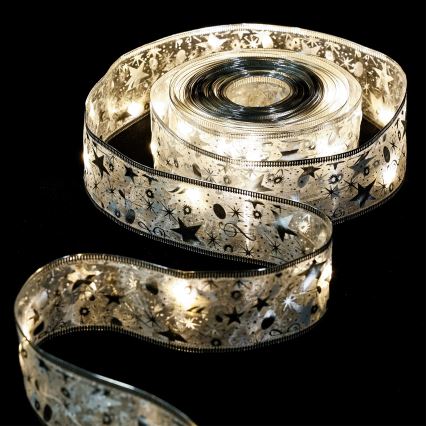 Aigostar - LED-Lichterkette, 100 LEDs, 3×AA, 10 m, Warmweiß, Silber