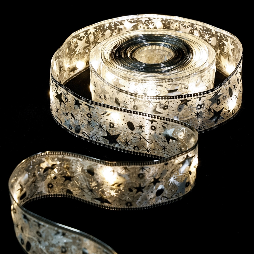 Aigostar - LED-Lichterkette, 100 LEDs, 3×AA, 10 m, Warmweiß, Silber