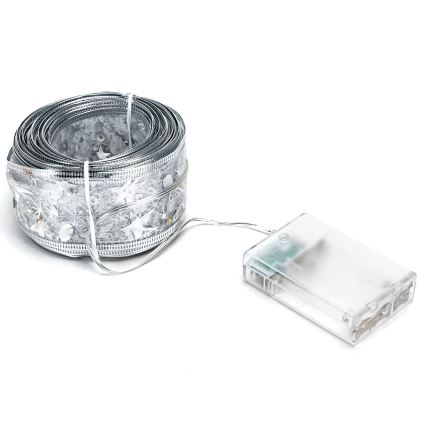 Aigostar - LED-Lichterkette, 100 LEDs, 3×AA, 10 m, Warmweiß, Silber
