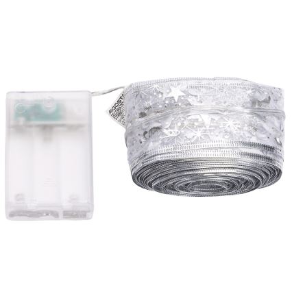 Aigostar - LED-Lichterkette, 100 LEDs, 3×AA, 10 m, Warmweiß, Silber