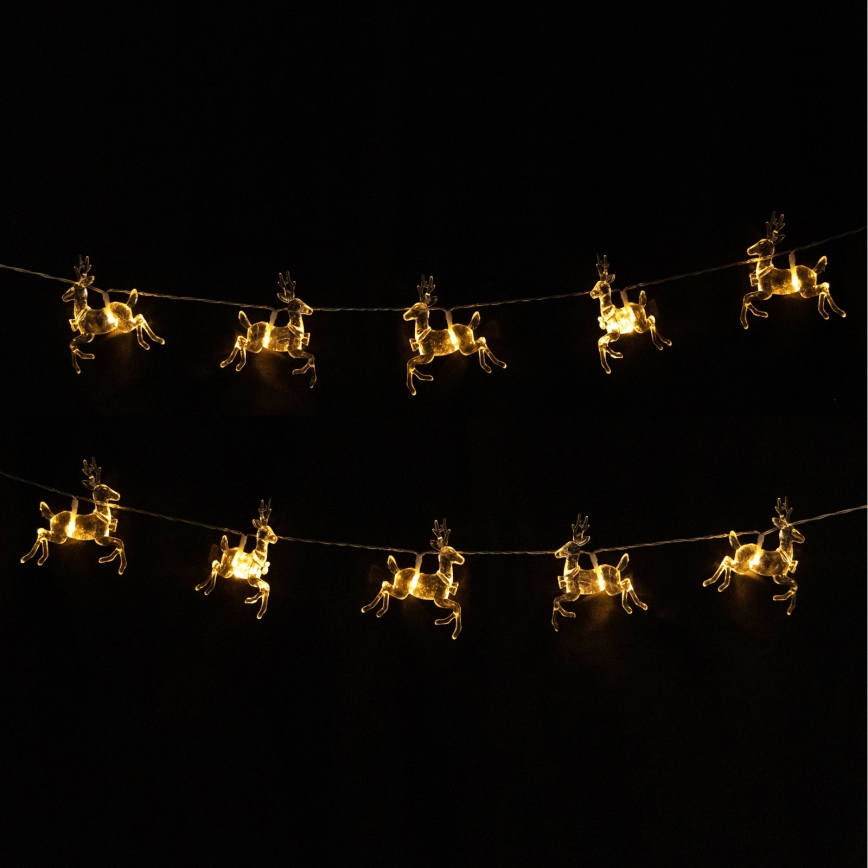 Aigostar - LED-Lichterkette 10xLED/3xAA 1,5 m warmweiß, mit Hirschmotiv