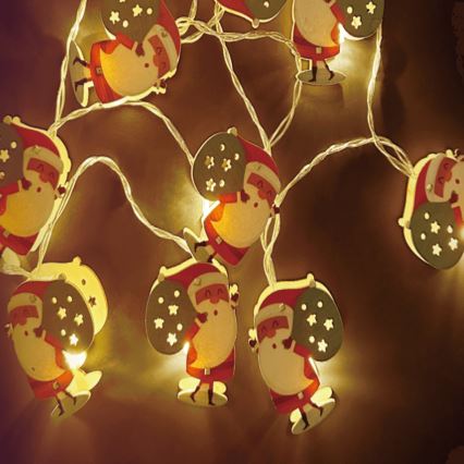 Aigostar - LED-Lichterkette 10xLED/3xAA, 1,5 m, warmweiß, Weihnachtsmann