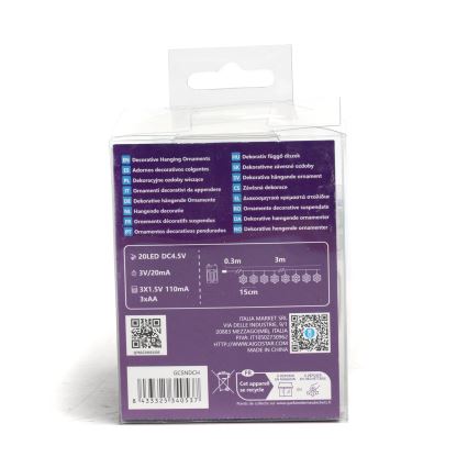 Aigostar - LED Weihnachtslichterkette 20xLED/3xAA 3,3m Schneeflocken