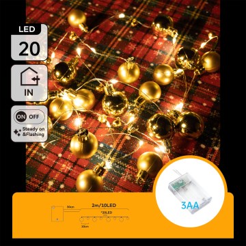 Aigostar - LED  Lichterkette 20xLED/3xAA 2 m warmweiß