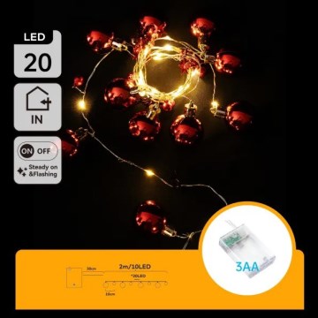 Aigostar - LED-Lichterkette 20xLED/3xAA 2m warmweiß