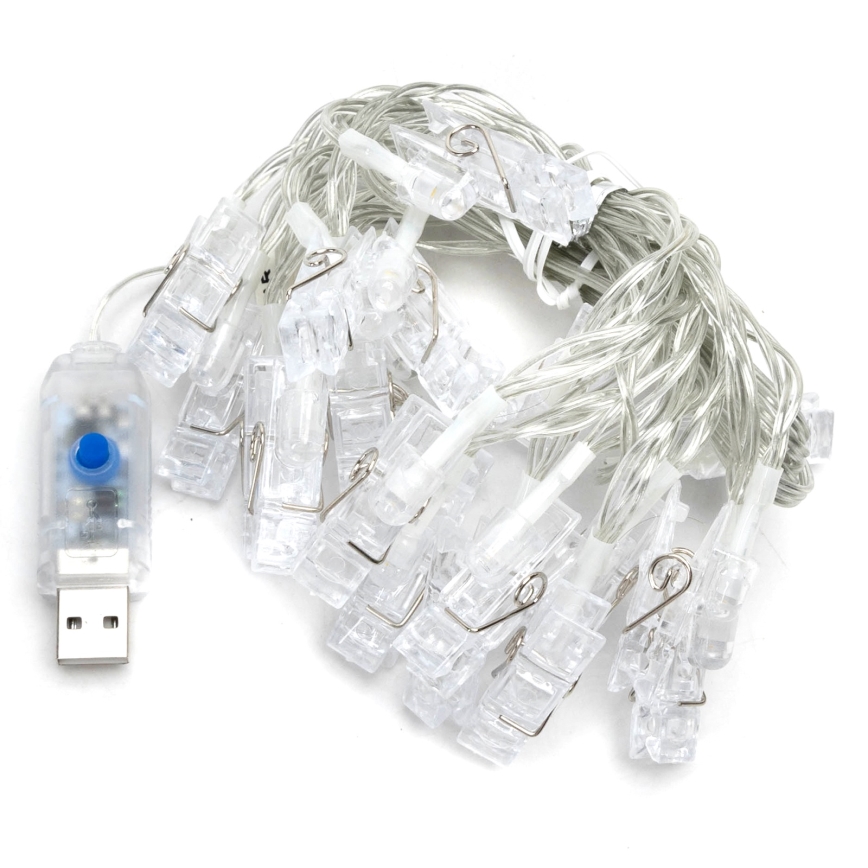 Aigostar - LED-Lichterkette 20xLED/5W/USB 6 m warmweiß