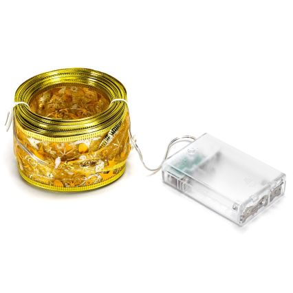 Aigostar - LED-Lichterkette, 50 LEDs / 3×AA, 5 m, warmweiß, goldfarben