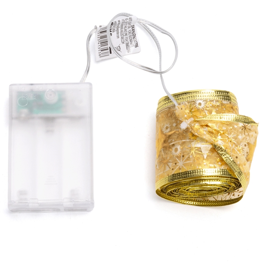 Aigostar - LED-Lichterkette, 50 LEDs / 3×AA, 5 m, warmweiß, goldfarben