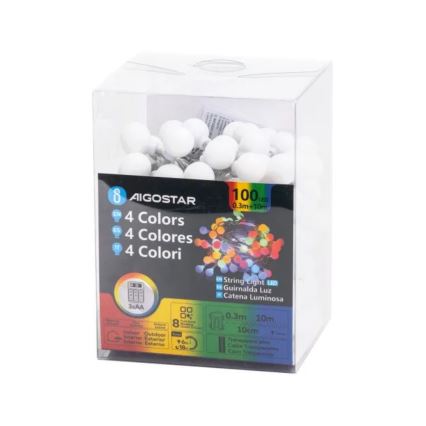 Aigostar - LED-Außenlichterkette 100 LEDs/3xAA/8 Funktionen 10,3 m IP44 mehrfarbig