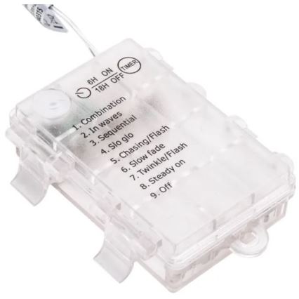 Aigostar - LED-Lichterkette für den Außenbereich, 100 LEDs, 3×AA, 8 Funktionen, 10,3 m, IP44, kaltweiß