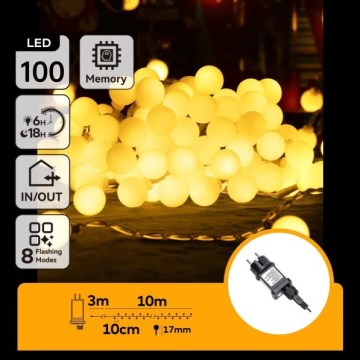 Aigostar - LED-Lichterkette für den Außenbereich, 100 LEDs, 8 Funktionen, 10 m, IP44, warmweiß