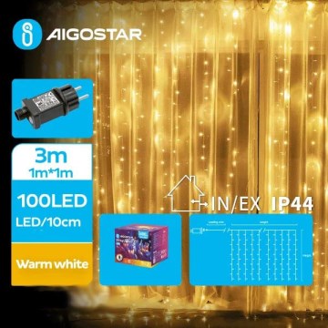 Aigostar - LED-Lichterkette für den Außenbereich, 100 LEDs, 8 Funktionen, 4×1 m, IP44, Warmweiß