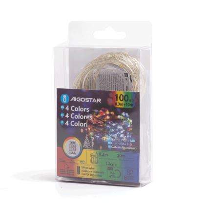 Aigostar - LED Außen-Lichterkette 100xLED/8 Funktionen/3xAA10,3m IP44 mehrfarbig
