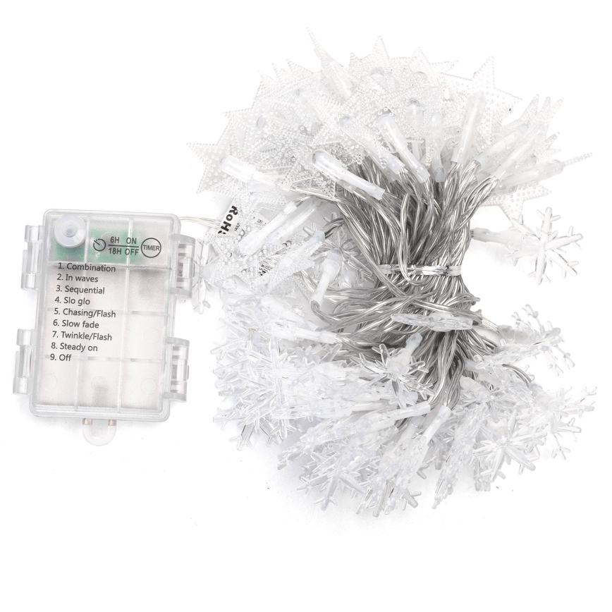 Aigostar - LED-Außen-Lichterkette 100xLED/8 Funktionen 3xAA 10 m IP44 kaltweiß