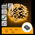 Aigostar - LED-Lichterkette für den Außenbereich, 100×LED, 8 Funktionen, 3×AA, 10,3 m, IP44, Warmweiß