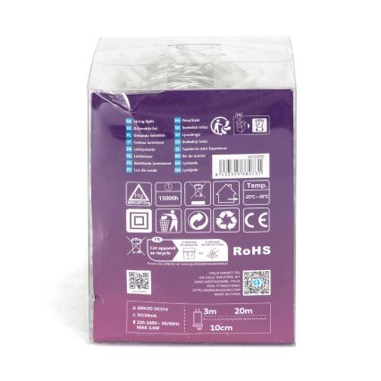 Aigostar - LED-Lichterkette für den Außenbereich, 200 LEDs / 8 Funktionen, 23 m, IP44, warmweiß