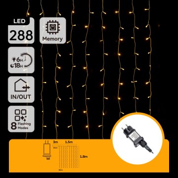 Aigostar - LED-Lichterkette für den Außenbereich, 288 LEDs, 1,5 x 1,8 m, IP44, warmweiß