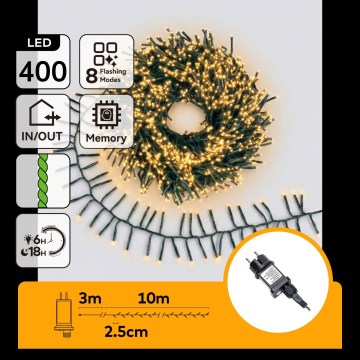 Aigostar - LED-Lichterkette für den Außenbereich 400 LEDs/8 Funktionen 13 m IP44 warmweiß
