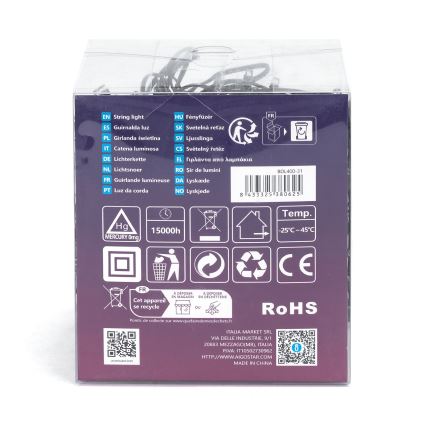 Aigostar - LED-Lichterkette für den Außenbereich, 400 LEDs, 8 Funktionen, 23 m, IP44, warmweiß