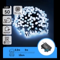Aigostar - LED-Lichterkette für den Außenbereich, 50 LEDs / 8 Funktionen, 3× AA-Batterien, 5,3 m, IP44, kaltweiß