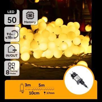 Aigostar - LED-Lichterkette für den Außenbereich, 50 LEDs, 8 Funktionen, 5 m, IP44, warmweiß