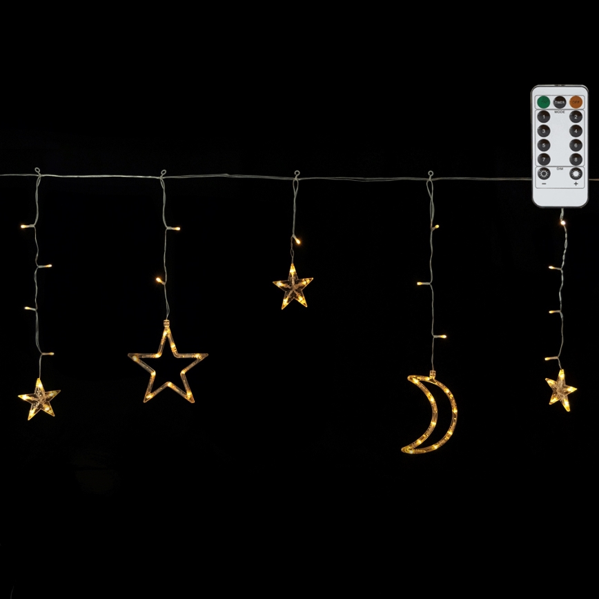 Aigostar - LED Außen-Lichterkette 120xLED/6W/230V/8 Funktionen 3x0,6m IP44 warmweiß + Fernbedienung