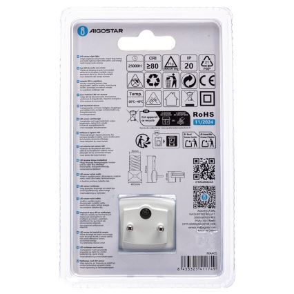 Aigostar - LED Nachtleuchte mit Dämmerungssensor LED/0,2W/230V 3000K