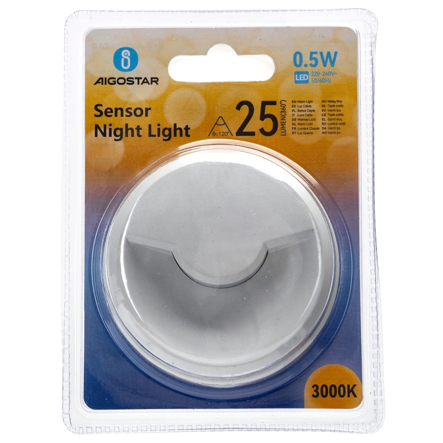 Aigostar - LED Nachtleuchte mit Dämmerungssensor LED/0,5W/230V 3000K
