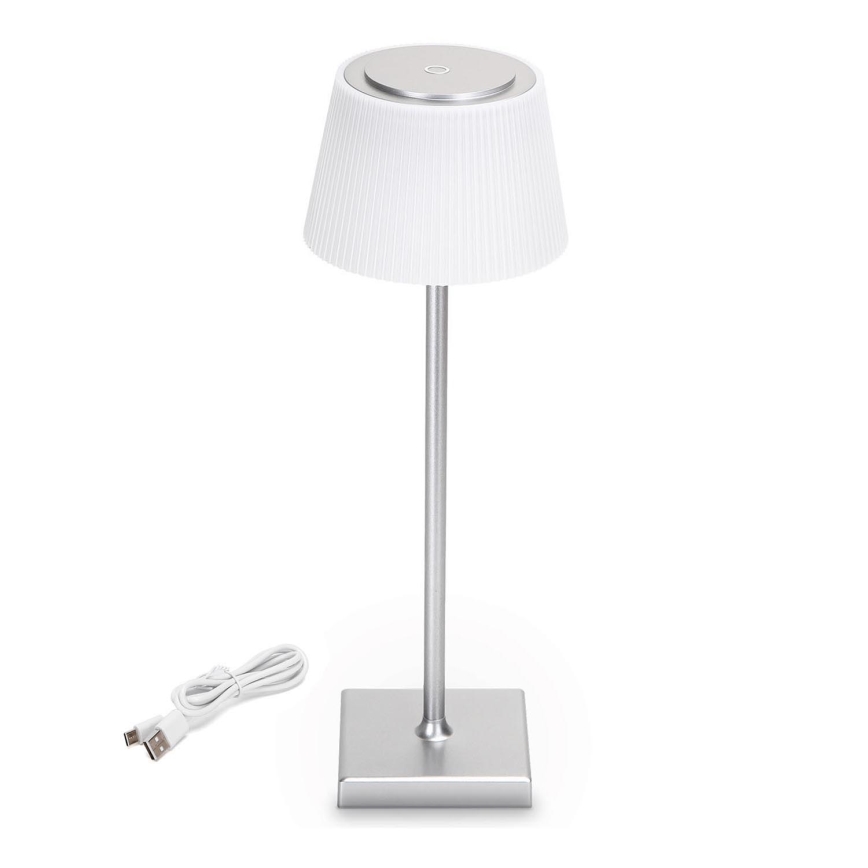 Aigostar - LED-Outdoor-Tischleuchte, dimmbar und wiederaufladbar LED/4W/5V 3600mAh weiß/matt Chrom IP54