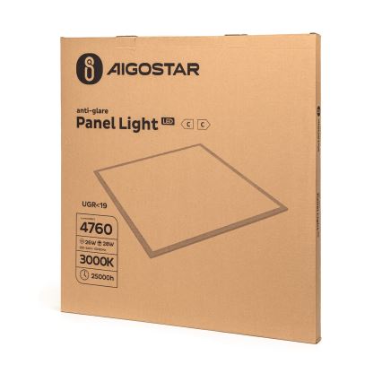 Aigostar - LED-Einbaupanel 28W/230V Hohe Effizienz UGR19 3000K 59,5x59,5 cm