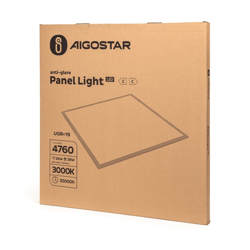 Aigostar - LED-Einbaupanel 28W/230V Hohe Effizienz UGR19 3000K 59,5x59,5 cm