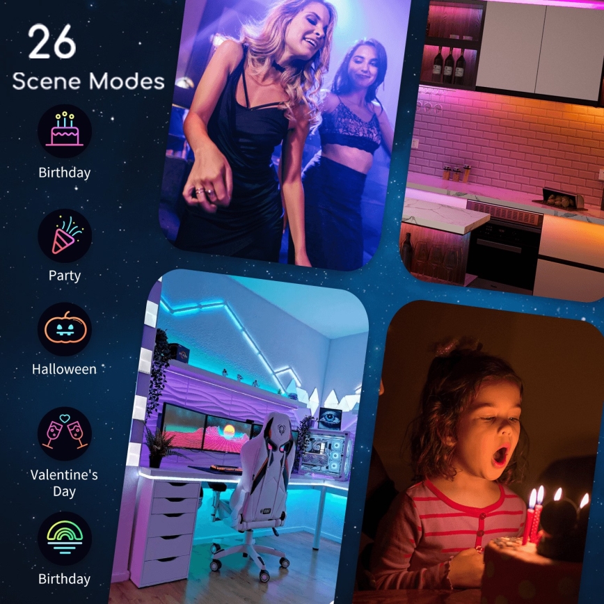 Aigostar - LED RGB dimmbarer Streifen 6,5 m LED/16,5W/12/230V 3000K Wi-Fi