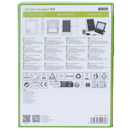 Aigostar - LED RGB dimmbarer Solarstrahler LED/100W/3,2V IP66 + Fernbedienung